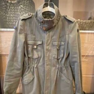 LaRok Utility Jacket XS Olive Green Hooded Military Style Lightweight